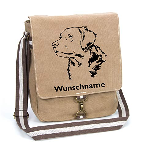 Golden Retriever Canvas Schultertasche Umhängetasche Tasche mit Hundemotiv und Namen personalisiert von Tierisch-tolle Geschenke