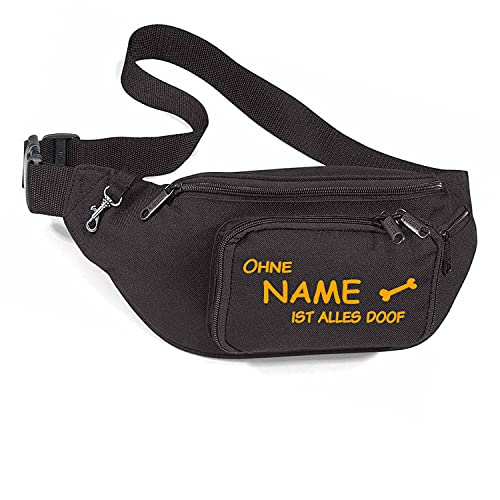 Ohne Hund ist Alles doof | Hundesport Bauchtasche Leckerlie-Tasche Hundetraining (Schwarz/Orange mit Wunschname) von Tierisch-tolle Geschenke