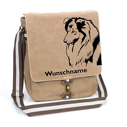 Shetland Sheepdog Sheltie Schultertasche Umhängetasche Tasche mit Hundemotiv und Namen personalisiert von Tierisch-tolle Geschenke