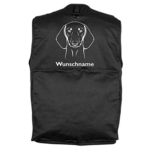 Tierisch-tolle Geschenke Dackel Kurzhaar - Hundesportweste Hundeführerweste mit Rückentasche und Namen XXL (Motiv 4) von Tierisch-tolle Geschenke
