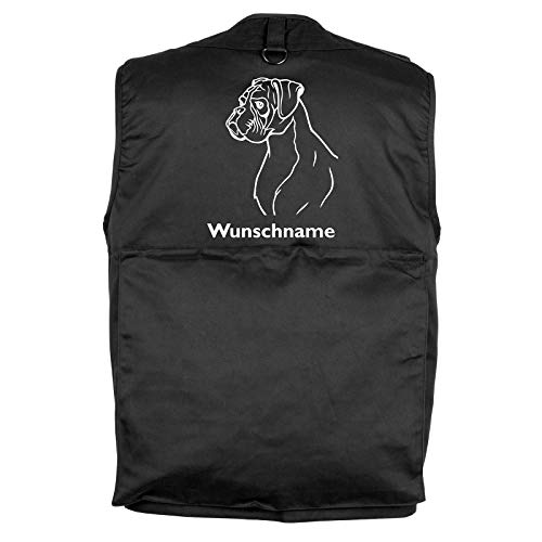 Tierisch-tolle Geschenke Deutscher Boxer - Hundesportweste Hundeführerweste mit Rückentasche und Namen M (Motiv 2) von Tierisch-tolle Geschenke