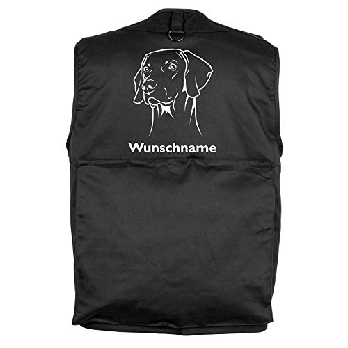 Tierisch-tolle Geschenke Weimaraner - Hundesportweste Hundeführerweste mit Rückentasche und Namen M (Motiv 3) von Tierisch-tolle Geschenke