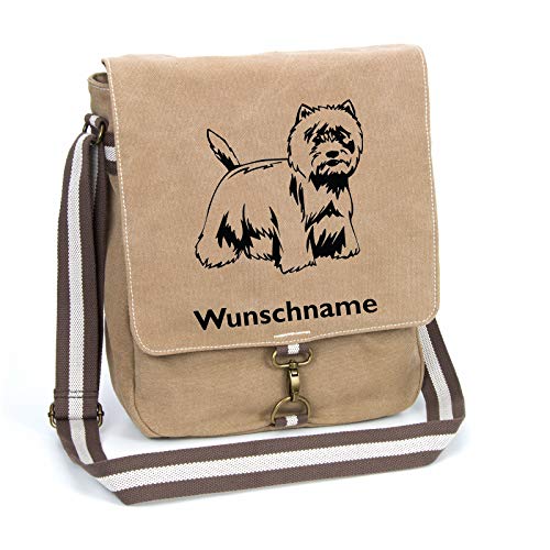 West Highland White Terrier Westie Schultertasche Umhängetasche Tasche mit Hundemotiv und Namen personalisiert von Tierisch-tolle Geschenke