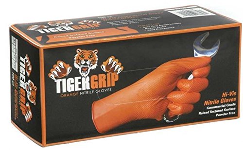 Tiger Grip Orange Nitril Handschuhe - Groß - 2 Boxen/200 Handschuhe von Tiger Grip