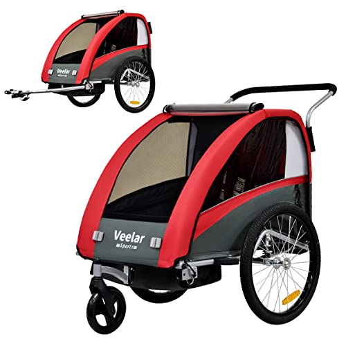 Tiggo VS 2 in 1 Kinderanhänger Fahrradanhänger Anhänger mit Buggy Set + Federung 60302-01 ROT von Tiggo