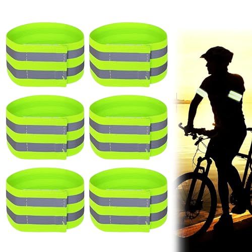 Tigmew 6PCS Hosenklammer Fahrrad, Elastisch Reflektorband, Reflektorbänder mit Klettverschluss für Outdoor Joggen Radfahren Laufen von Tigmew