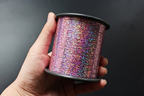 1 Spule 15000 m 0,25 mm Flashabou holografisches Lametta, Laser, flach, Mylar, Lametta, Glitzer, Kristall, Flash, Fliegenbindung, Material (Pink) von Tigofly