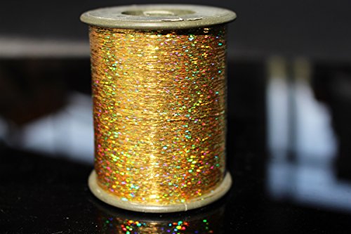 1 Spule 7000 m 0,3 mm Flashabou holografisches Lametta, Laser, flach, Mylar, Lametta, Glitzer, Kristall, Flash, Forelle, Fliegenbinden, Materialien (Gold) von Tigofly