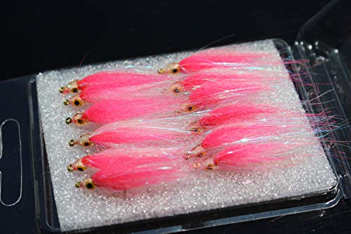 Tigofly 12 Stück 6 Farben glänzende Polar-Frittierköder, langsam sinkende Lachs, Forellen, Stahlkopf, Elritze Fliegenfischen, Fliegenfischen, Größe #8 (rosa) von Tigofly