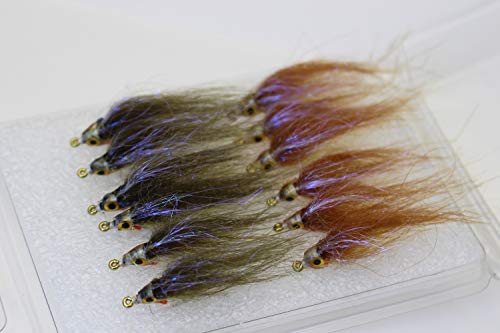 Tigofly 12 Stück braune olivgrüne UV-Köder für Forellen, Lachs, Forellen, Stahlkopf, Fliegenfischen, Fliegenfischen, Größe #8 (sortiert) von Tigofly