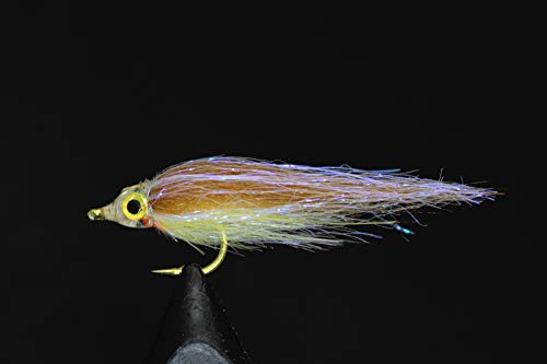 Tigofly 12 Stück braune Oliven-UV-Polar-Fry langsam sinkend Lachs Forelle Stahlkopf Elritze Fliegenfischen Köder Fliegen-Set Größe #8 (braun) von Tigofly