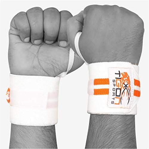 Tigon Sports Weight Lifting Wrist Wraps Hand Support Gym Straps Brace Grip Body Building Grip (White) von Tigon Sports
