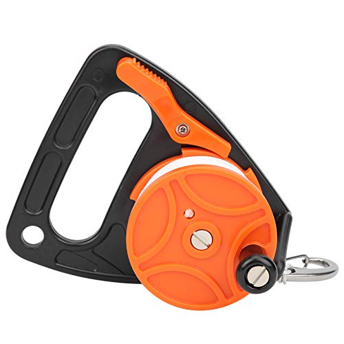 Scuba Dive Reel, 150ft Finger Spool Float Lline Spearfishing TauchausrüStung Mit Griff Kartenposition Tiefseewrack HöHlentauchen Sicherheitstauchmarker Tauchschwimmer Flagge Unterwassertauchen Orange von Tiiyee