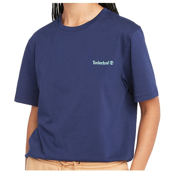 Timberland - Small Linear Logo Print Tee - T-Shirt Gr M blau von Timberland