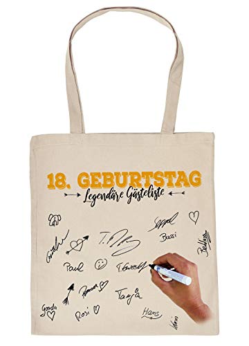 18.Geburtstag Geschenk-Tasche, Unterschriften Motiv : 18. Geburtstag Legendäre Gästeliste - Tragetasche zum unterschreiben von Tini - Shirts