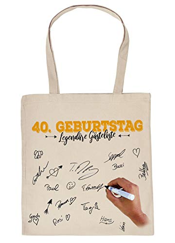 40.Geburtstag Geschenk-Tasche, Unterschriften Motiv : 40. Geburtstag Legendäre Gästeliste - Tragetasche zum unterschreiben von Tini - Shirts