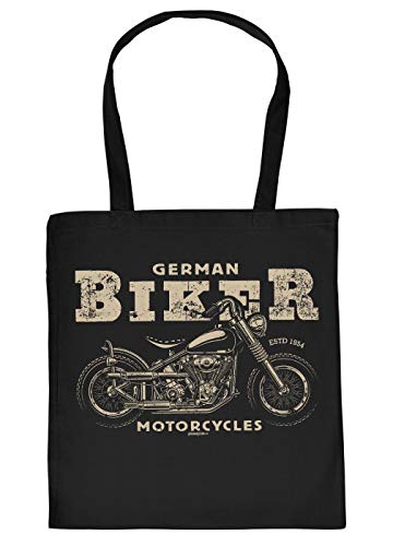 Biker-Motiv Baumwolltasche - Einkaufstasche Biker-Sprüche - Geschenktasche Mann : German Biker Motorcycles - Motorrad Tragetasche - Farbe: Schwarz von Tini - Shirts