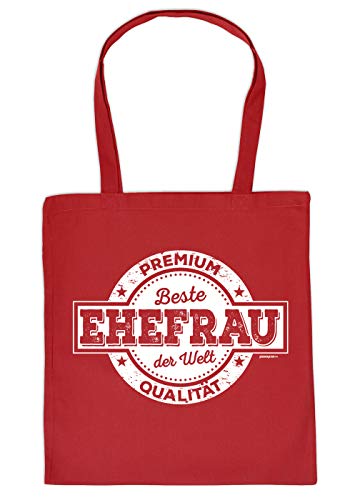 Ehefrau Geschenk-Tasche - Sprüche Baumwolltasche Frau : Premium Qualität Beste Ehefrau der Welt - Stofftasche Ehe/Hochzeit/Hochzeitstag - Farbe: Rot von Tini - Shirts