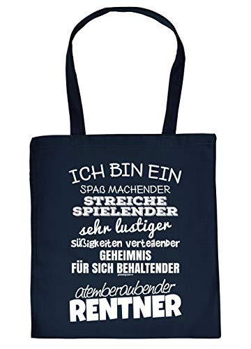 Rentner-Tasche Geschenk-Tasche - Stofftasche Motiv Rente/Ruhestand : ... sehr lustiger atemberaubender Rentner - Sprüche Baumwolltasche - Farbe: Navyblau von Tini - Shirts