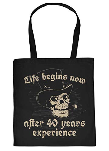 Stoff-Tasche zum 40.Geburtstag - Totenkopf Motiv Tasche 40 Jahre : Live Begins Now After 40 Years Experience - Tragetasche/Geschenk von Tini - Shirts