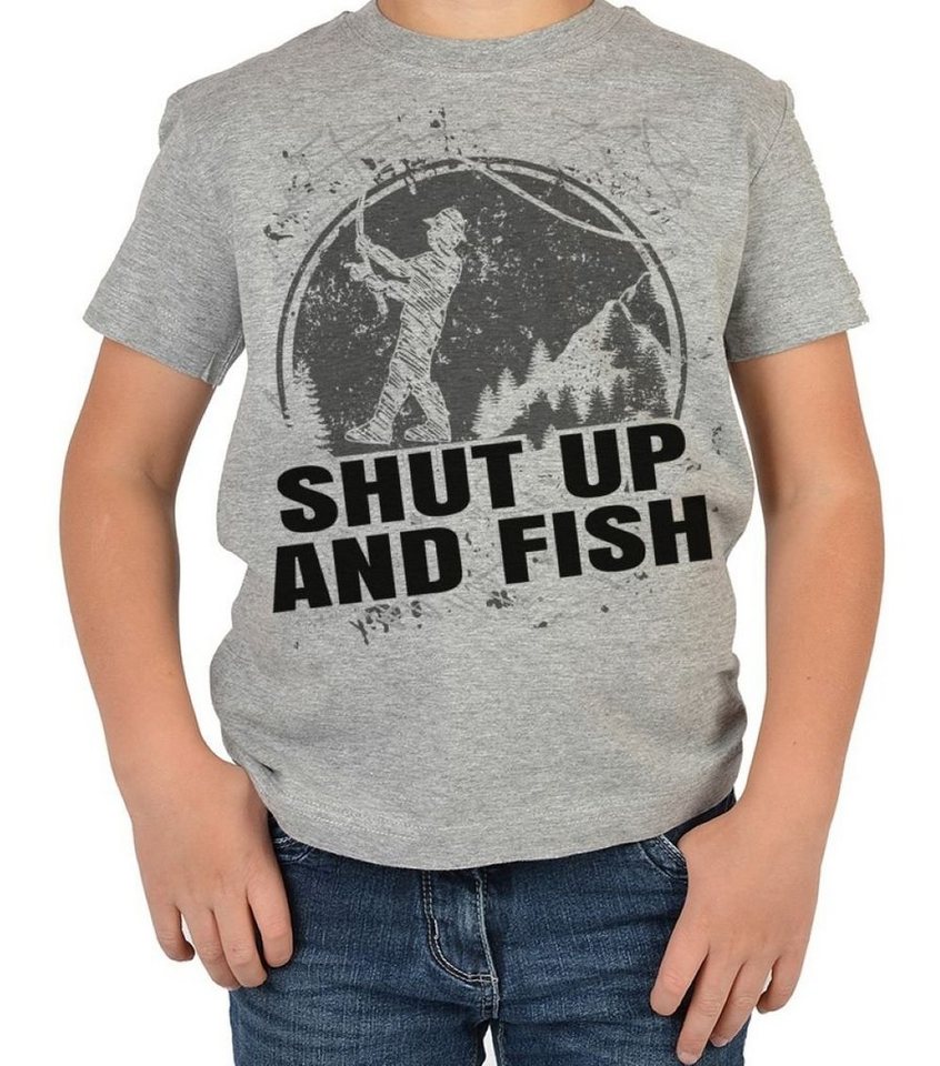Tini - Shirts T-Shirt Kinder Angler Shirt Kinder Motiv Angel-Sport : Shut up and fish von Tini - Shirts