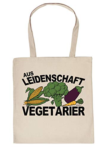 Vegetarier Sprüche Einkauftasche - Baumwoll-Tasche vegetarische Küche : Aus Leidenschaft Vegetarier - Motiv-Tasche - Farbe: Creme von Tini - Shirts