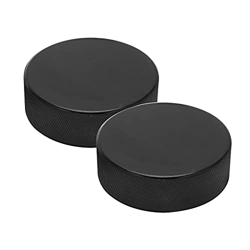 2 Stück Eishockey Puck Classic für Erwachsene, Schwarz Pucks Vollgummi für Eishockey, Sports Puck Balls für Üben und Klassisches Training, Durchmesser 3", Dicke 1", 12,1 Unzen von Tissting