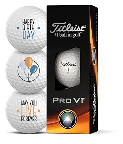 Titleist Golfbälle 3er Pack Motiv Happy Birthday Golf Geschenke für Golfer Geschenkidee (Pro V1) von Titleist