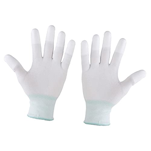 Tiuimk M Größe PU beschichtet Nähen Finger Handschuhe - Antistatisch, Atmungsaktiv, Verschleißfest - Weiß/Grün von Tiuimk