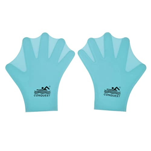 Tiuimk Silikon-Schwimmhandschuhe zum Tauchen und Schwimmen, Kindergröße, Blau von Tiuimk