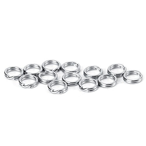 Tixiyu 50 Stück/100 Stück 7 Größen Edelstahl Angelgerät Köder Doppelkreis-Split-Ring-Stecker (6# Verkauft in 1 Packung mit 50 Stück) von Tixiyu