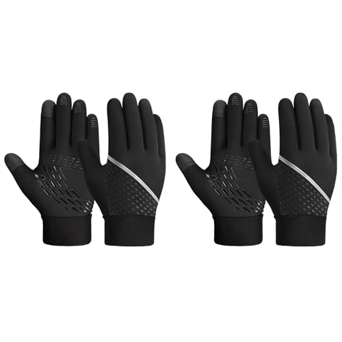 Tlily 4 x warme Winter-Laufhandschuhe für Kinder – schwarze Handschuhe für thermische Fahrräder bei kaltem Wetter, zwischen 4 und 12 Jahren, Jungen und Mädchen, Größe S von Tlily