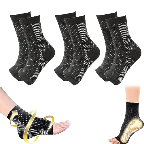 ToatlHeal Stunor - Dr.Neuropathy Socks, Ankle Socks, Dr Sock Soothers Socks, for Neuropathy Plantar Fasciitis (S/M,3Pairs-Black) von ToatlHeal