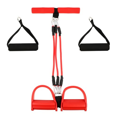Toddmomy Pedalspanner Multifunktions-Spannseil 3-Röhren-Elastischer Yoga-Pedalzieher Widerstandspedal-Expander Fitnessgerät Zum Dehnen Abnehmen Training Rot von Toddmomy