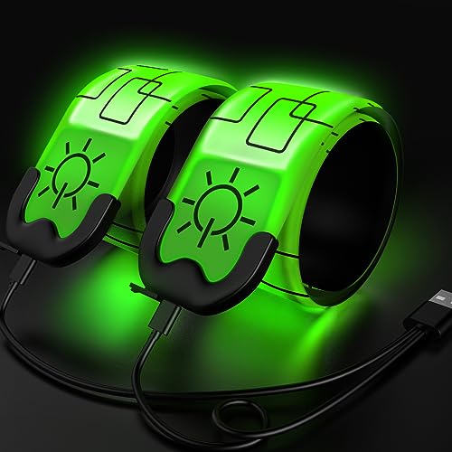 Todoxi 2 Stück Led Armband Aufladbar, USB Wiederaufladbar Leuchtarmband für Erwachsene und Kinder, Reflective Leuchtbänder für Laufen Hundewandern Radfahren Outdoor Sports von Todoxi