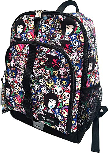 Tokidoki All- Stars Basic Sportrucksack mit Doppelreißverschluss, 2 gepolsterte Schultergurte und 2 Netztaschen für Wasserflaschen von Tokidoki