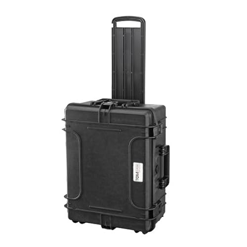 TomCase Koffer mit Trolley, 53x40x24 cm, großer wasserdichter Outdoor Case mit Schaumstoffeinlage aus Würfelschaum, Hardcase, Fotokoffer, Kamerakoffer (Schwarz) von TomCase
