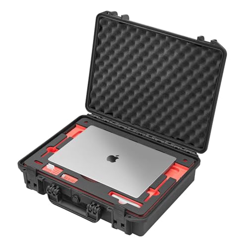 TomCase robuster Laptop Notebook Koffer/Tasche für Apple MacBook Air 15" (M1+M2) + Zubehör, wasserdichter Outdoor Hardcase (IP67) mit Präzisionsinlay (MacBook 15") von TomCase