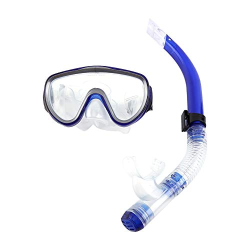 Tauchmaske und Schnorchel für Erwachsene, Premium-4-Farben-Schnorchelmaske Anti-Fog-Linse gibt kristallklare Sicht für 1 x Schnorchelset für Freestyle(Blau) von Tomantery