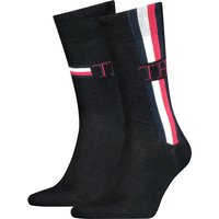 2er Pack TOMMY HILFIGER Iconic Stripe Socken Herren 001 - black 39-42 von Tommy Hilfiger