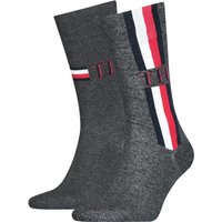 2er Pack TOMMY HILFIGER Iconic Stripe Socken Herren 003 - middle grey melange 39-42 von Tommy Hilfiger