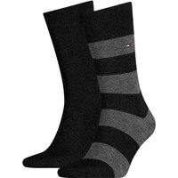 2er Pack TOMMY HILFIGER Rugby Stripe Socken Herren 200 - black 39-42 von Tommy Hilfiger