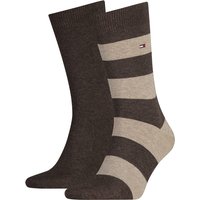 2er Pack TOMMY HILFIGER Rugby Stripe Socken Herren 778 - oak 43-46 von Tommy Hilfiger