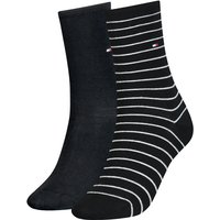 2er Pack TOMMY HILFIGER Small Stripe Socken Damen 001 - black 39-42 von Tommy Hilfiger