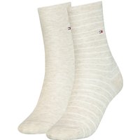 2er Pack TOMMY HILFIGER Small Stripe Socken Damen 005 - light beige melange 39-42 von Tommy Hilfiger