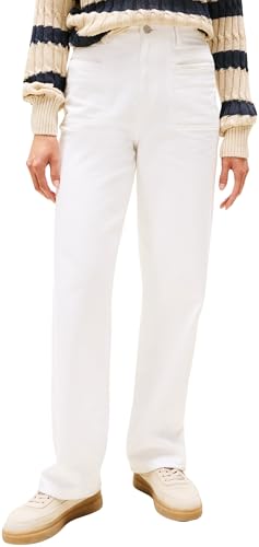 Tommy Hilfiger Damen Jeans Hose White Relaxed Straight High Rise, Weiß (White), 32W/28L von Tommy Hilfiger