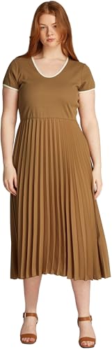 Tommy Hilfiger Damen Kleid Contrast Soft Fit & Flare, Braun (Hickory), 50 von Tommy Hilfiger