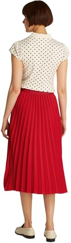 Tommy Hilfiger Damen Rock Fluid Pleated Pull On Midi Faltenrock, Mehrfarbig (Medium Red), 42 von Tommy Hilfiger
