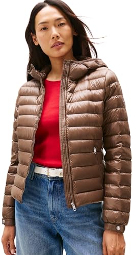Tommy Hilfiger Damen Steppjacke Down Hooded Jacket mit Reißverschluss, Braun (Hot Coco), 3XL von Tommy Hilfiger
