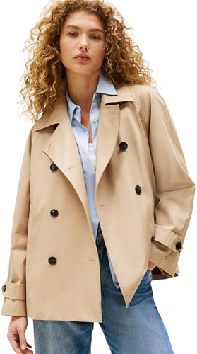 Tommy Hilfiger Damen Trenchcoat Cotton Short Kurz, Beige (Beige), 34 von Tommy Hilfiger